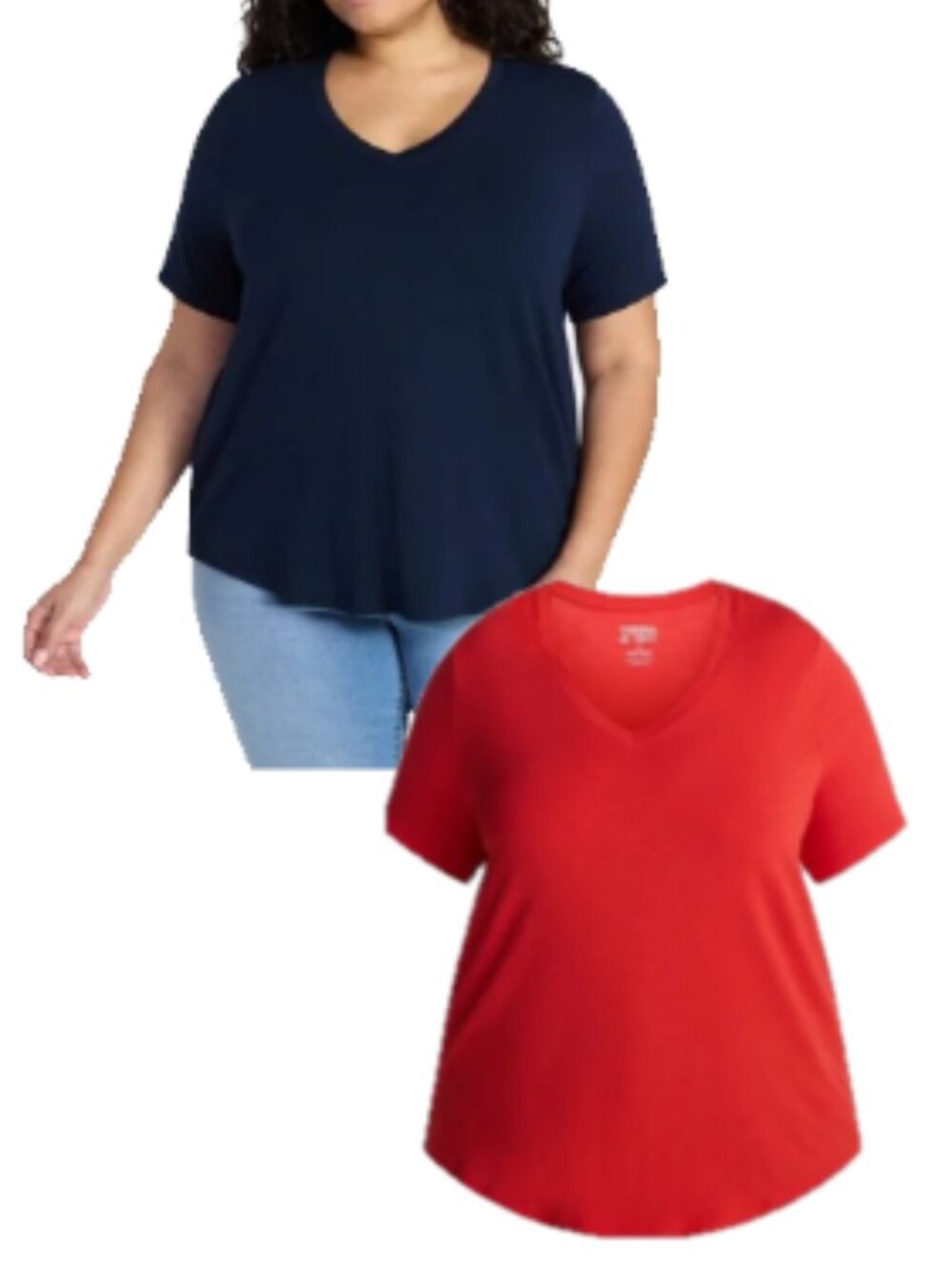 Two Terra & Sky V-Neck T-shirts - Short Sleeves (sz 0X/14W)